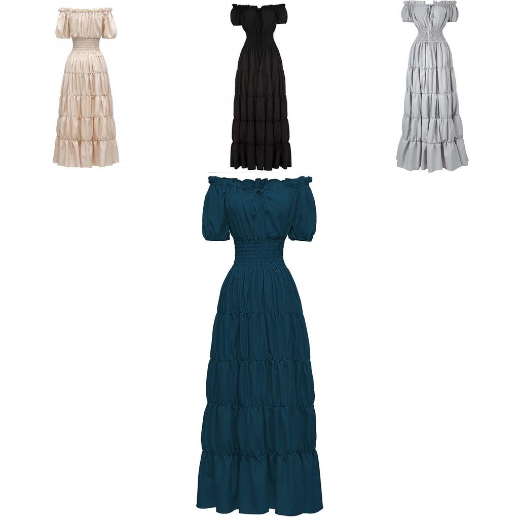 Elegantes Europäisches Fantasy Mittelalter Renaissance Damen Langkleid Bühnenoutfit Halloween Kostüm