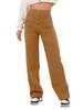 2024 Women's High-Waist Casual Straight Pants with Elastic Belt & Multiple Pockets