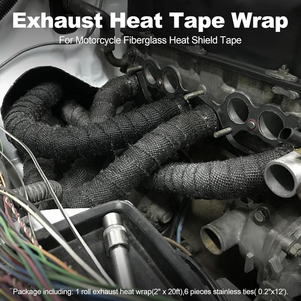 Exhaust Heat Wrap Tape, 2" X 20' Heat Shield Tape, Black