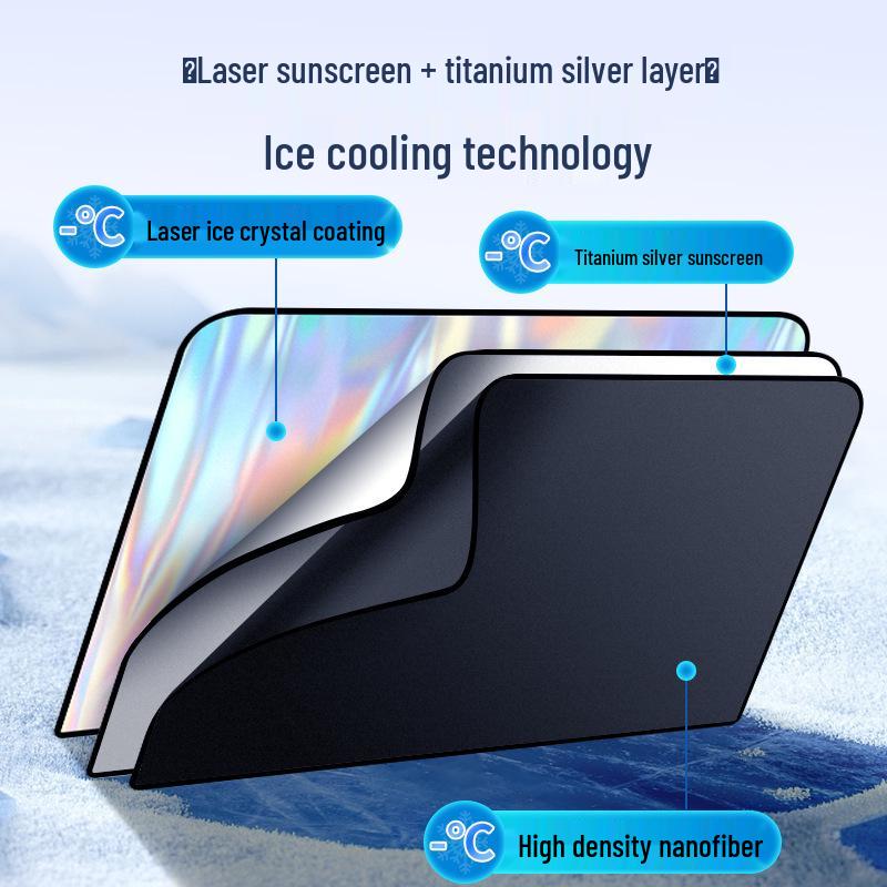 Laser Iridescent Magnetic Car Sunshade - Opaque Titanium Silver Reflective Fabric for Side Windows