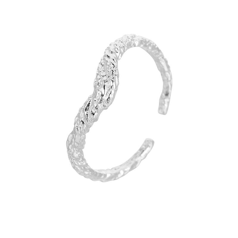Irregular Tin Foil Texture Bump Ring Female Punk Hip Hop Trend Personality Adjustable Index Finger Ring