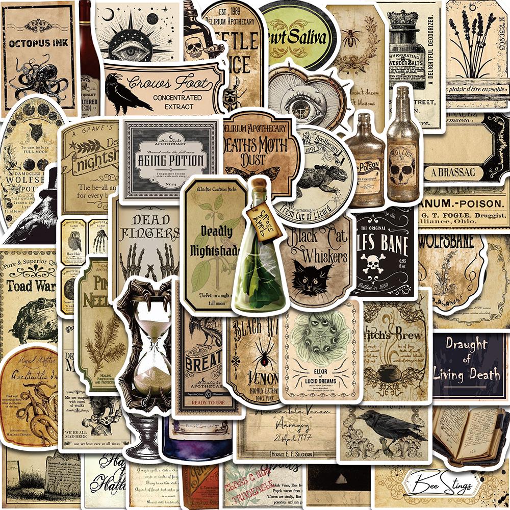 50PCS Gothic Pharmacist Medication Label Stickers Skateboard Designs Phone Luggage Waterproof Scrapbooking Laptop Wall Sticker
