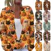 Women's Fashionable Halloween Print Long-sleeved Knitted Cardigan with Buttons