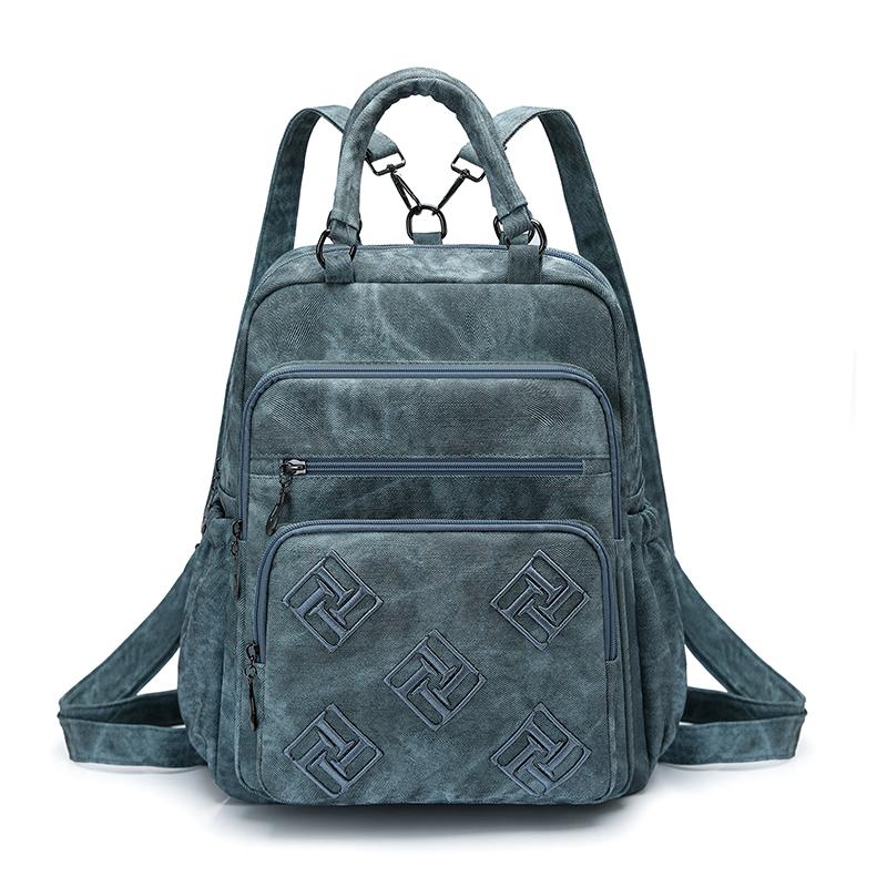 Vintage Leather Backpack for Women Casual Daypack Travel Shoulder Bag with Multi Pockets