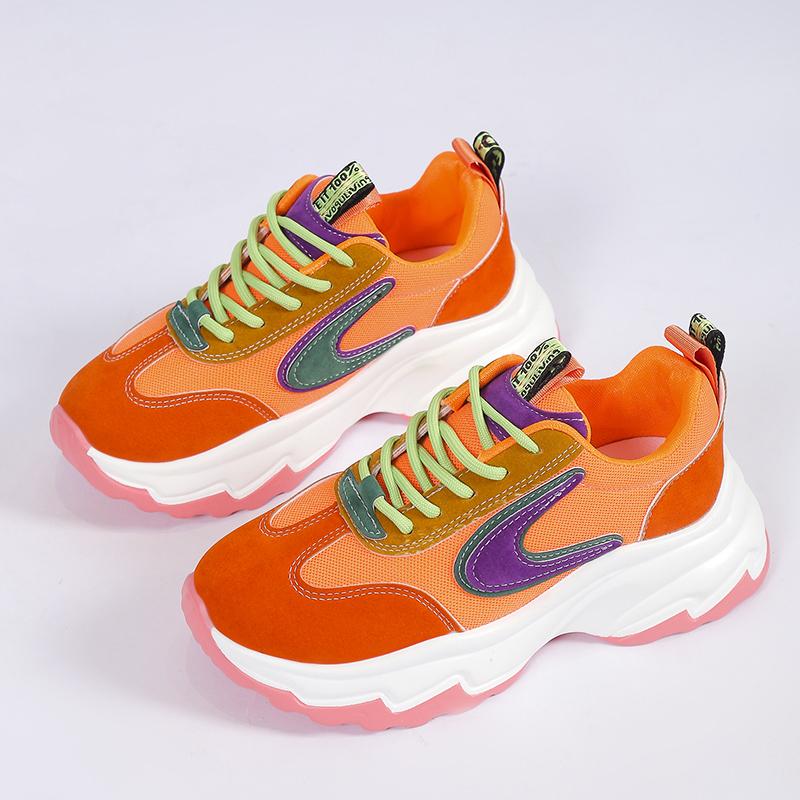 

Женские кроссовки Ретро Беговые кроссовки Повседневные Кожаные Дышащие Лоферы Кроссовки на Платформе с Увеличением Высоты Женские 43 оранжевый