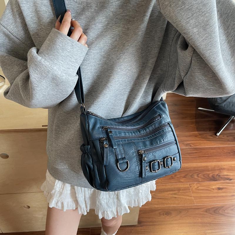 Soft Leather Shoulder Bag Women's Commuter Mother Bag Multi-Layer Crossbody Bag