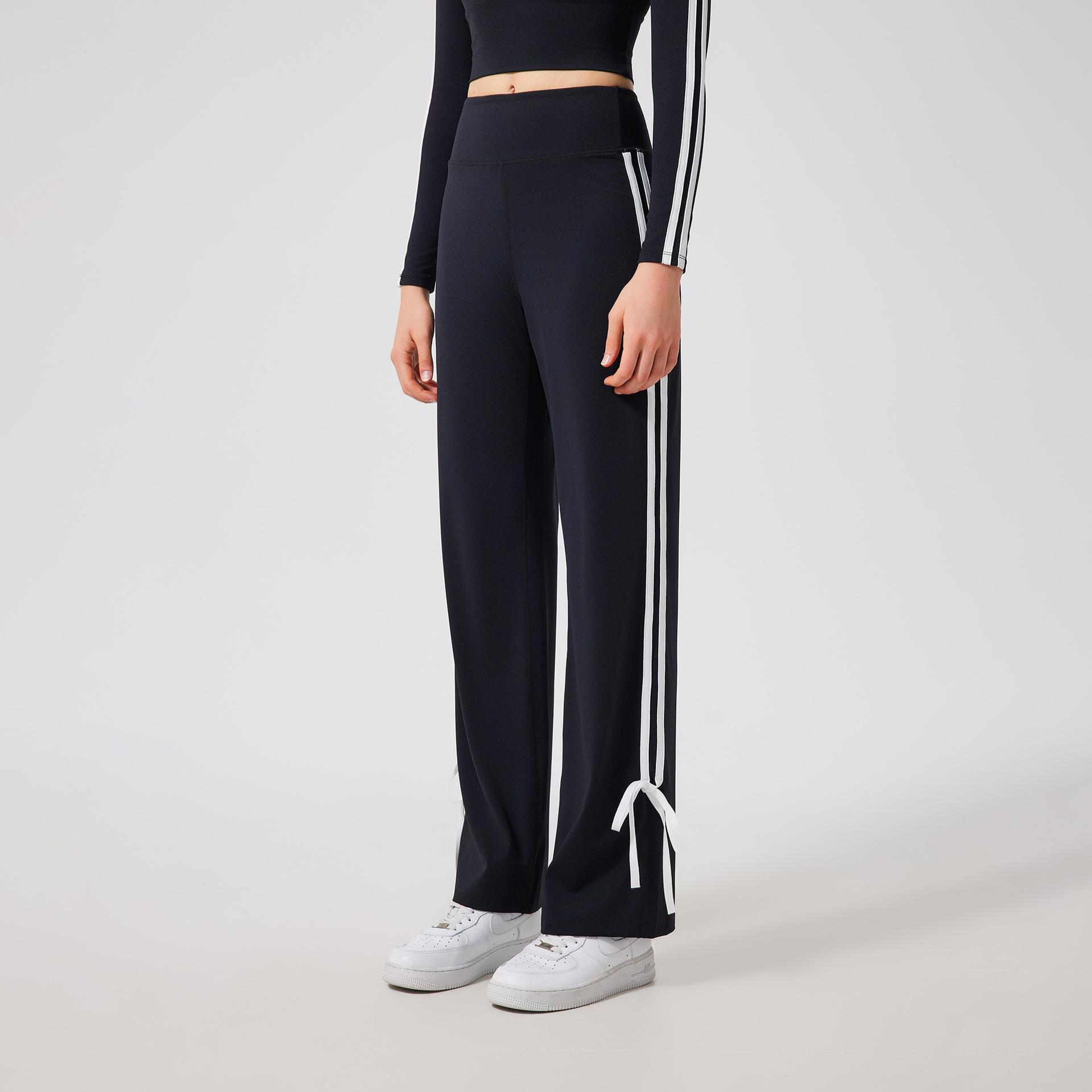 

Спортивные штаны с высокой талией, утягивающие живот, спортивные, свободные прямые брюки, женские быстросохнущие тонкие фитнес-брюки для бега, брюки для йоги XL чёрный