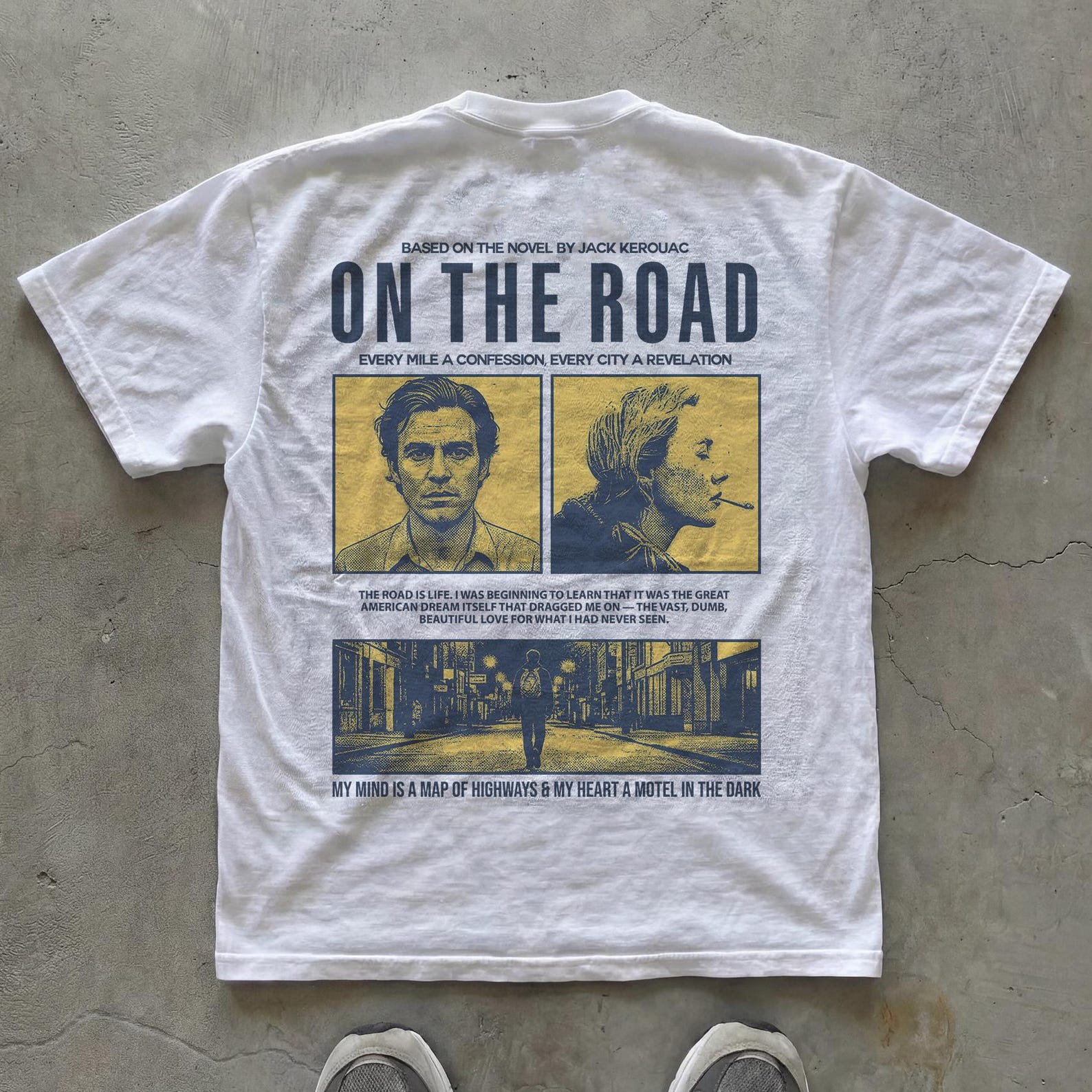 Jack Kerouac On The Road T-Shirt, Book Lover Gift, Unisex Minimalist Tee, Cult Vintage T-Shirt, Literary Quote T-Shirt, Book Inspired Tee S