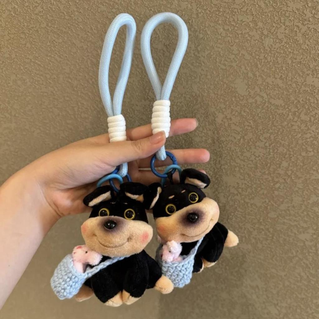 Creative Bee Dog Bow Tie Keychain: Cute Plush Bag Charm for Men & Women Gifts