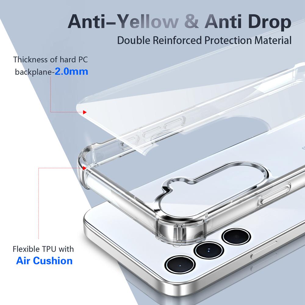 KEYSION Průhledné nárazuvzdorné pouzdro se čtyřmi rohy pro Samsung A55 5G A35 Měkké TPU+PC Průhledný zadní kryt telefonu pro Galaxy A15 4G 5G