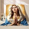 1PC Woman Praying with Halo Print Blanket Warm Soft Fluffy Kids and Adult Sofa Bed Throw Blanket Outdoor Travel Camping RV