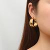 Fashion Wide Curved Stainless Steel Gold Color Earrings, Ear Buckles, Women Earrings Jewelry