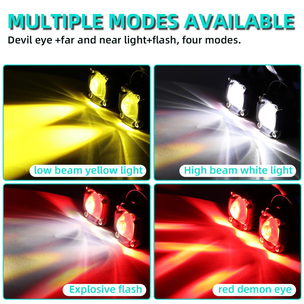 2PCS Motorcycle LED Explorers Headlight Projector Fisheye Lens LED Moto Fog Auxiliary Motorcycle Headlight