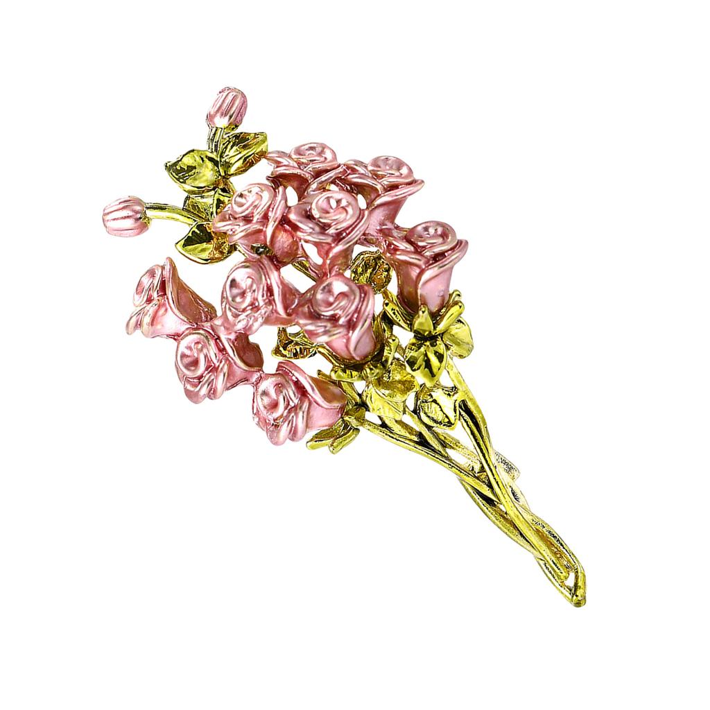 Elegant Rose Bouquet Brooch For Women Crafted In High Quality Alloy Perfect For Weddings And Formal Events