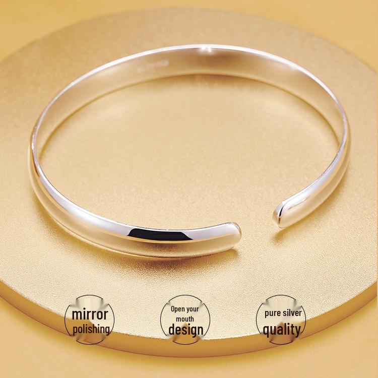Korean Style Simple Silver Plated White Copper Bangle Bracelet