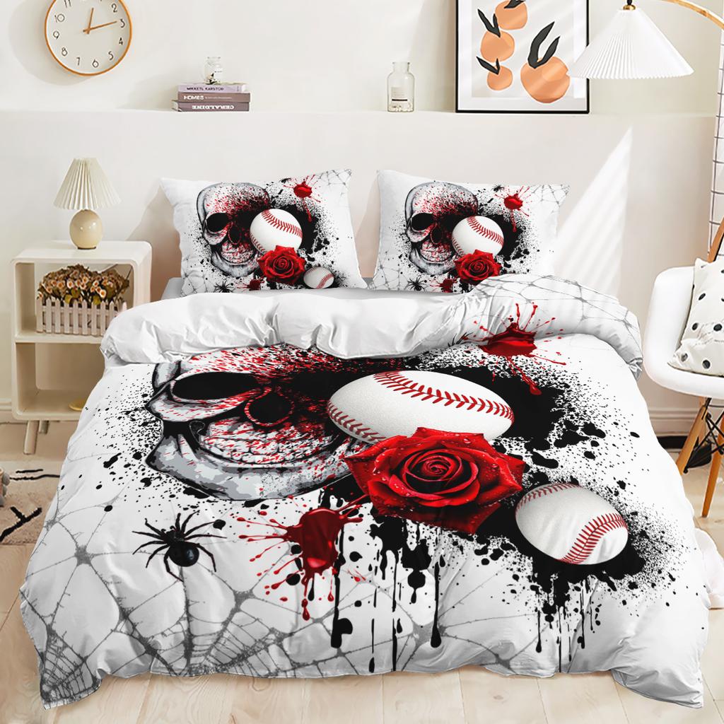 Funda nórdica con estampado digital 3D de fútbol, funda de almohada, juego de cama de tres piezas para dormitorio