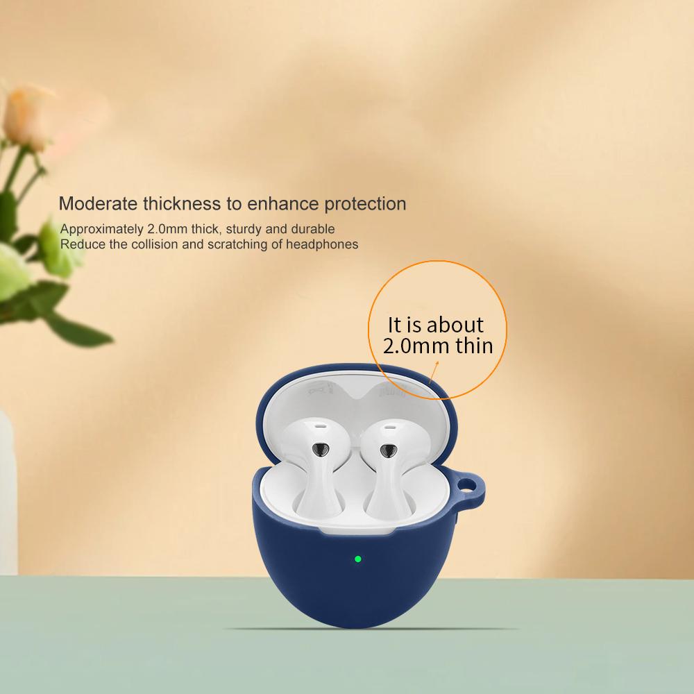 For Huawei FreeBuds 6 Silicone Case Wireless Earphones Protective Cover with Anti-Lost Buckle
