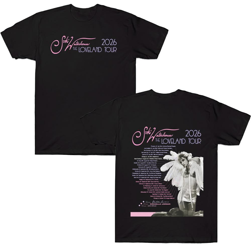 

Suki Waterhouse Merch T Shirts The Loveland Tour Graphic T-Shirt Women Men Fashion Pure Cotton Short Sleeve Tee Comfort Clothes XS чёрный