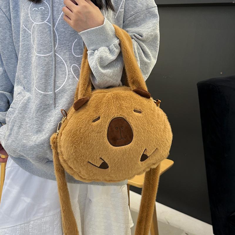 Vitality Girl Cute Big Head Doll Hand Bag Ins Soft Girl Going Out To Store Handbag Student Messenger Bag Bag