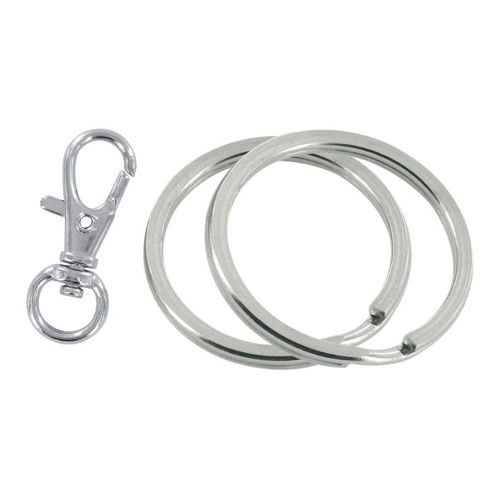 Double Silver Rings 2 Pieces and Silver Carabiner Keychain 1 Piece