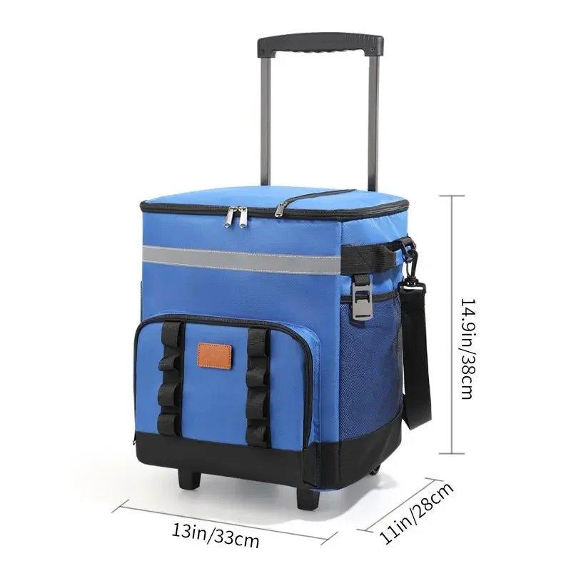 Borsa termica morbida a tenuta stagna da 35L con ruote, grande capacità, borsa termica isolata per picnic, campeggio, spiaggia, consegna, multiuso