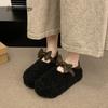 Halkfri Sula Dammode Rosette Fluffiga Tofflor Koreansk Stil Mjuk Sula Plysch Slip-On Utomhus Inomhus Bekväma Loafers Storlek 35-40