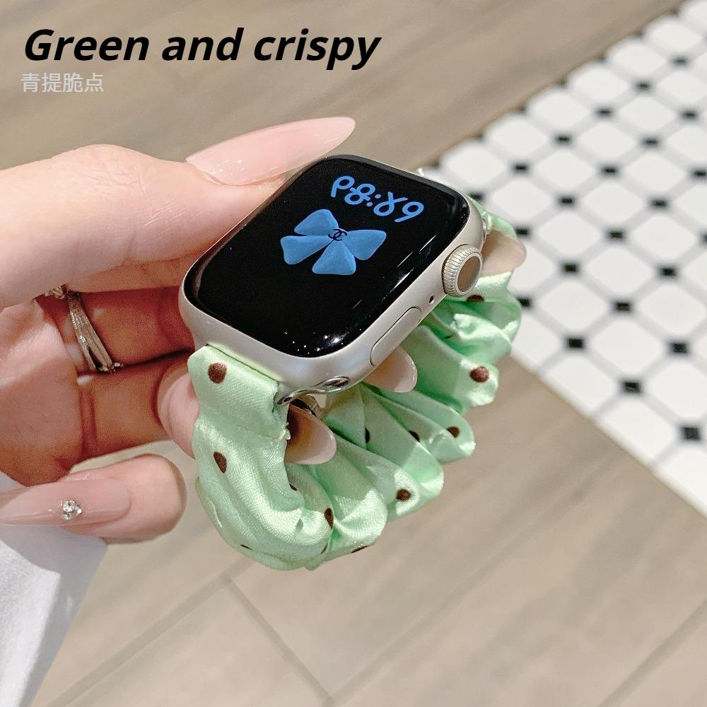 Rekbaar Scrunchie Polsbandje voor Apple Watch Series11 46mm Bandje Dames Polka Dot Garenstijl Lief Scrunchie voor iWatch10/8/7 38/41mm 42mm 44mm 45mm