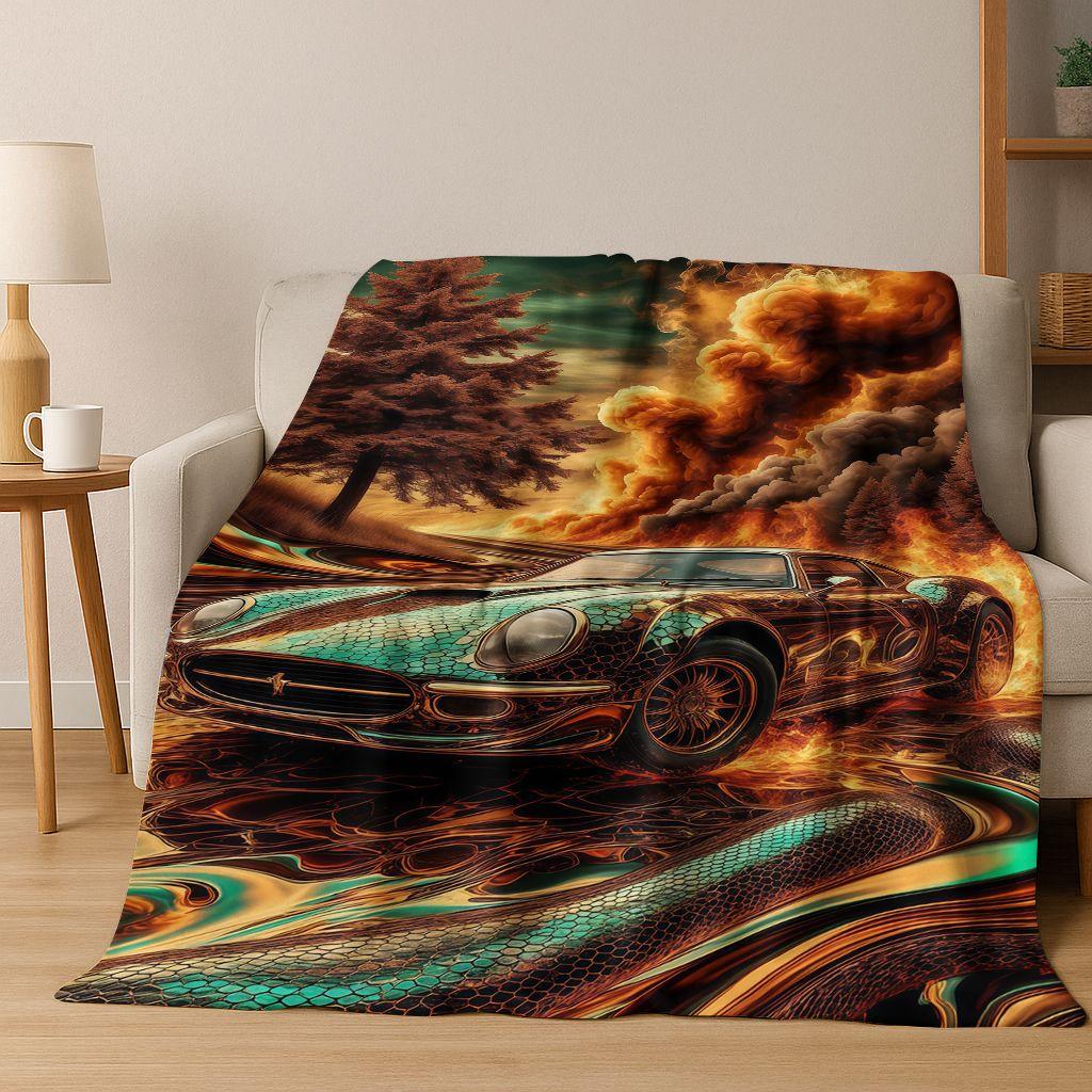 Future Concept Sports Car Racing Bike Art Flannel Blanket,Cozy Soft Throw Blanket for Home Bedroom Bed Sofa Picnic Cover Gift