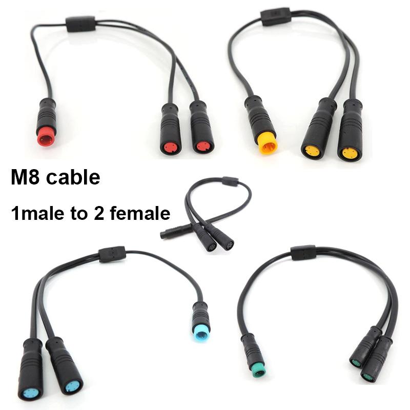 M8 Julet Waterproof 1 Male To 2 Female 2/3/4/5/6 Pin Ebike DC Splitter Sensor Connector Cable Electric Bicycle Butt Joint Plug