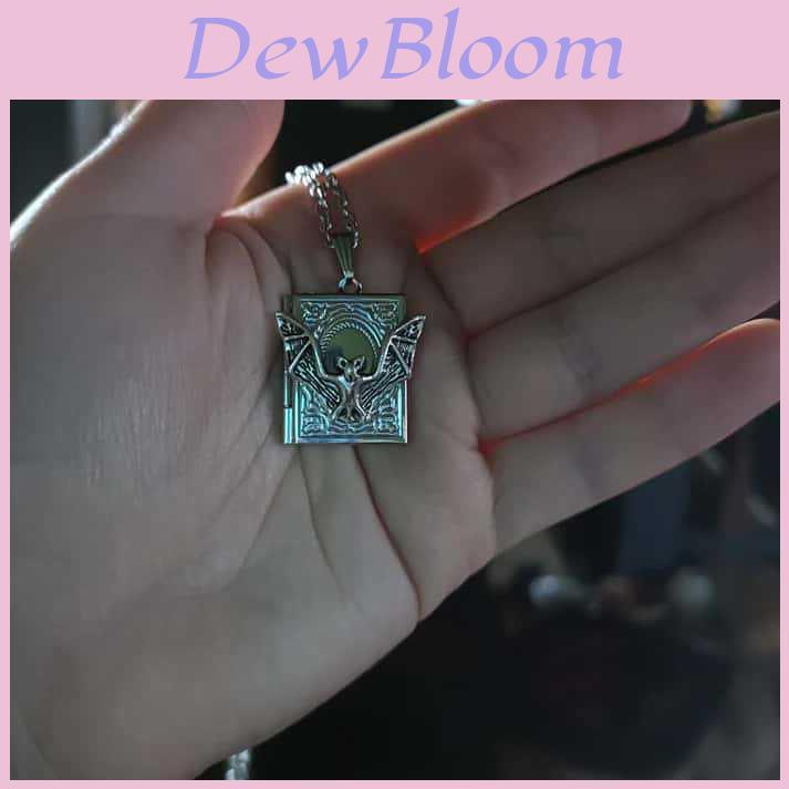 Gothic Punk Bat Book Chain Necklace For Women And Men With Alloy Material