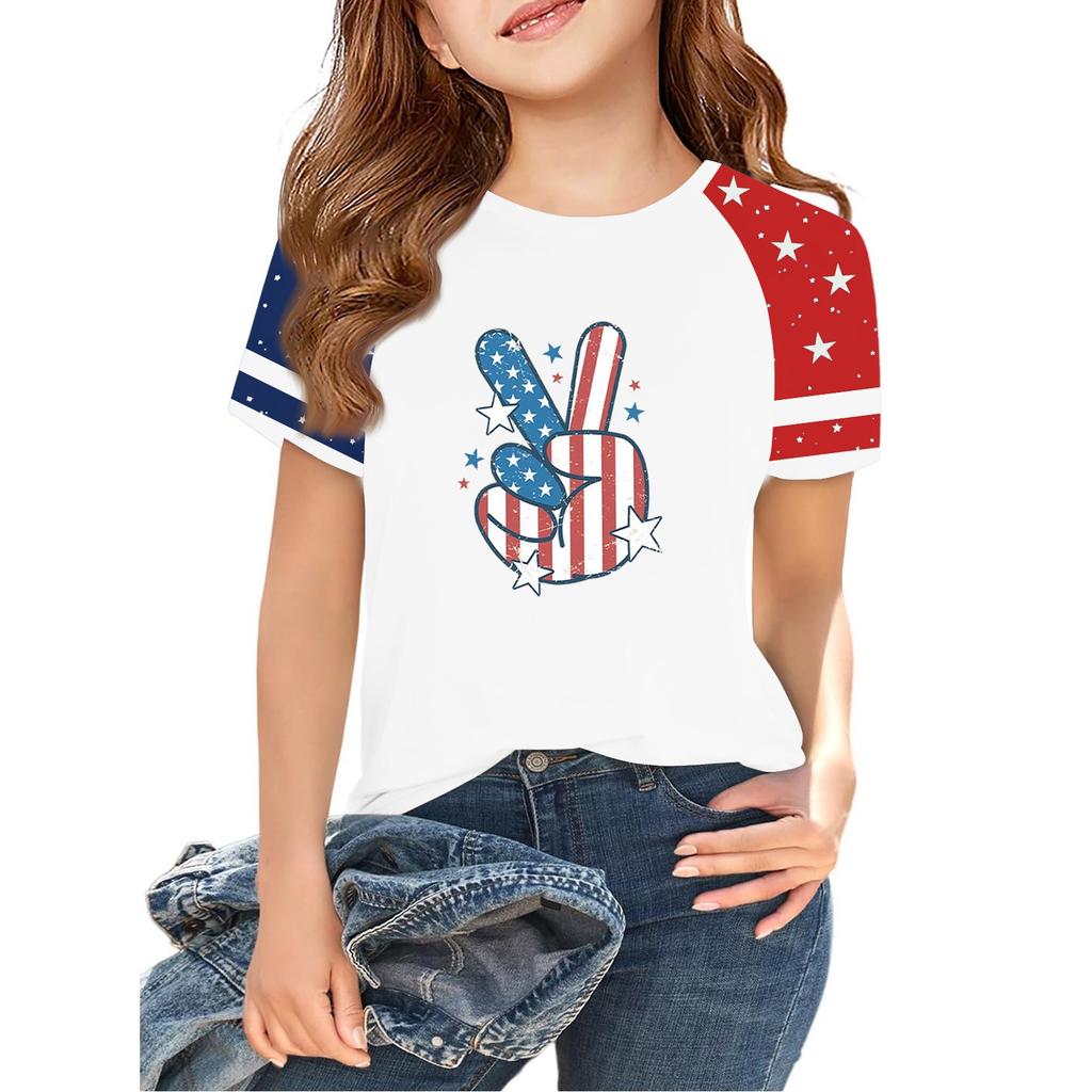 Tops For Youth Kids Boy And Girls 2-10 Years Round Neck Short Sleeve Trendy Tops