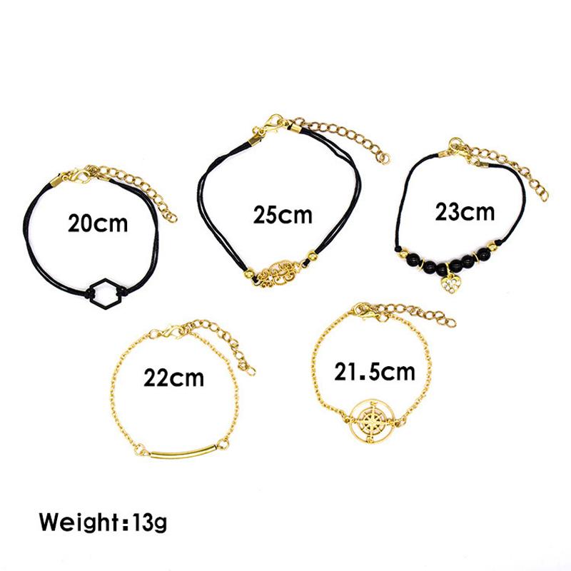 SUMENG Bohemian Black Beads Chain Bracelets Bangles For Women Fashion Heart Compass Rope   Sets Jewelry 2025 Gifts