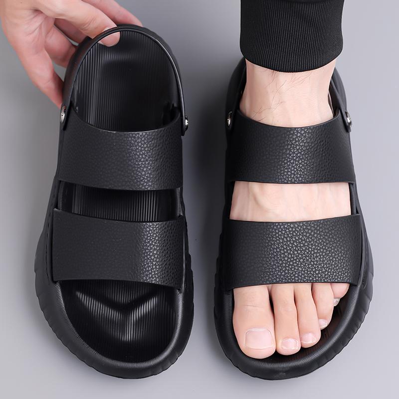 Fashion New Men's Breathable Soft Soled Two on Sandals for Summer Fashion Men's Comfortable Top Layer Cowhide Casual Leather Beach Shoes