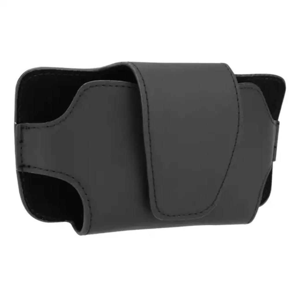 Sun Visor Storage Compatible with Glasses and PU Slim Design for Car Organization Clip-on Holder, Smartphones, Leather, (Black)