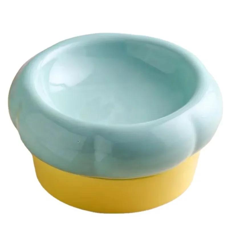 Cat Bowl Cute Ceramic Dual Purpose Grain Drinking Bowl Anti Overturning Can Head Plate Pet Double Layer Food Bowl Drinking Bowl