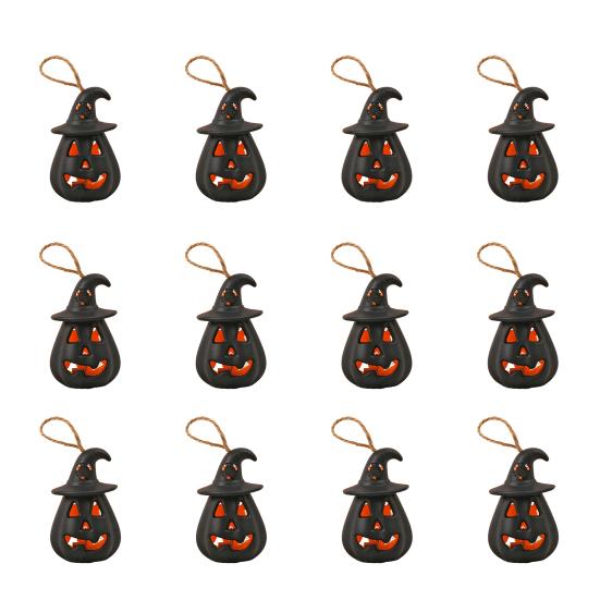 12 Pcs Halloween LED Spooky Hanging Pumpkin Lantern Lighted