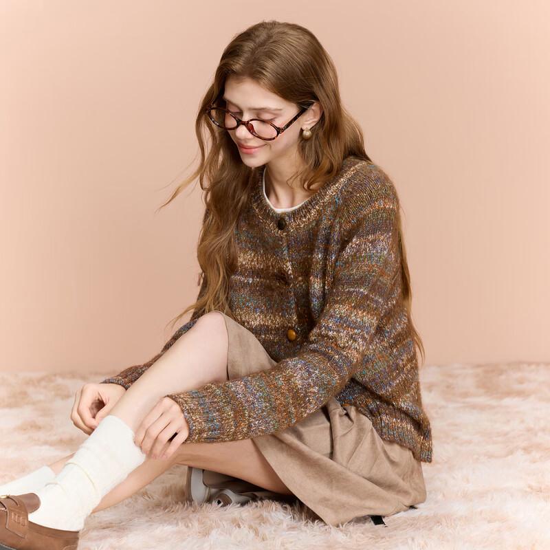 Sancai 2026 Winter Striped Knit Cardigan