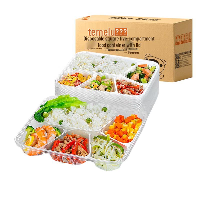 Temeiju Disposable 5-Compartment Takeaway Food Containers