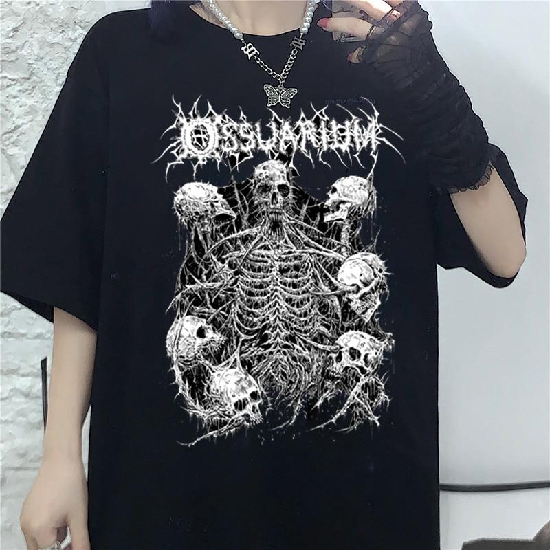 Harajuku Y2k Clothes Summer Goth Female Horror Skull Loose Men and WomenT-shirt Punk Dark Grunge Streetwear Gothic Top T-shirts