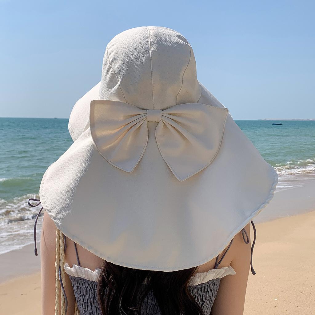 Summer outdoor sun protection sun hat women's big eaves sun protection face protection UV protection bucket hat shawl hat