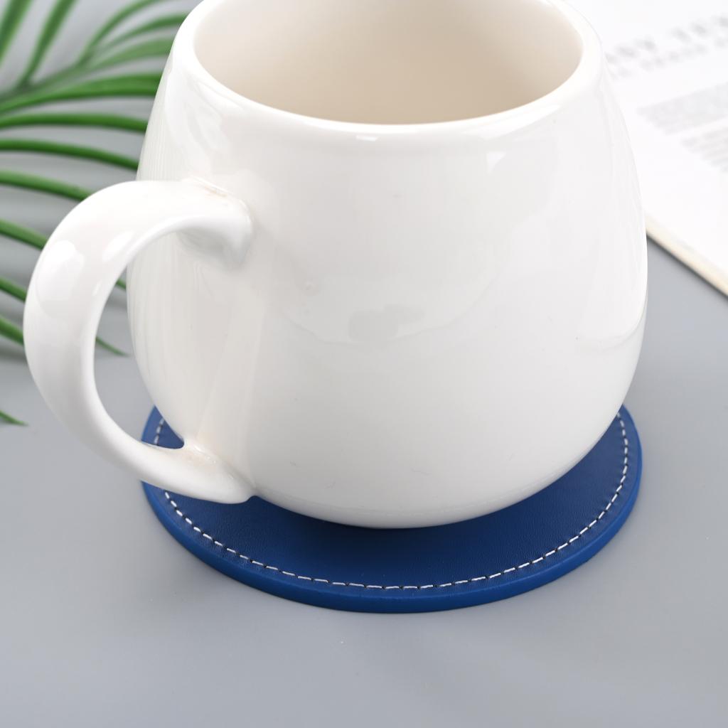 1pcs Waterproof Pu Leather Coaster Heat Resistant Round Cup Coaster Cup Mat Tableware Mat Bowl Placemat Home Tableware Decor