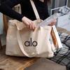 Women's Large ALO Letter Print Canvas Tote Bag - Customizable Logo, Versatile for Casual Commute and Single Shoulder Carry