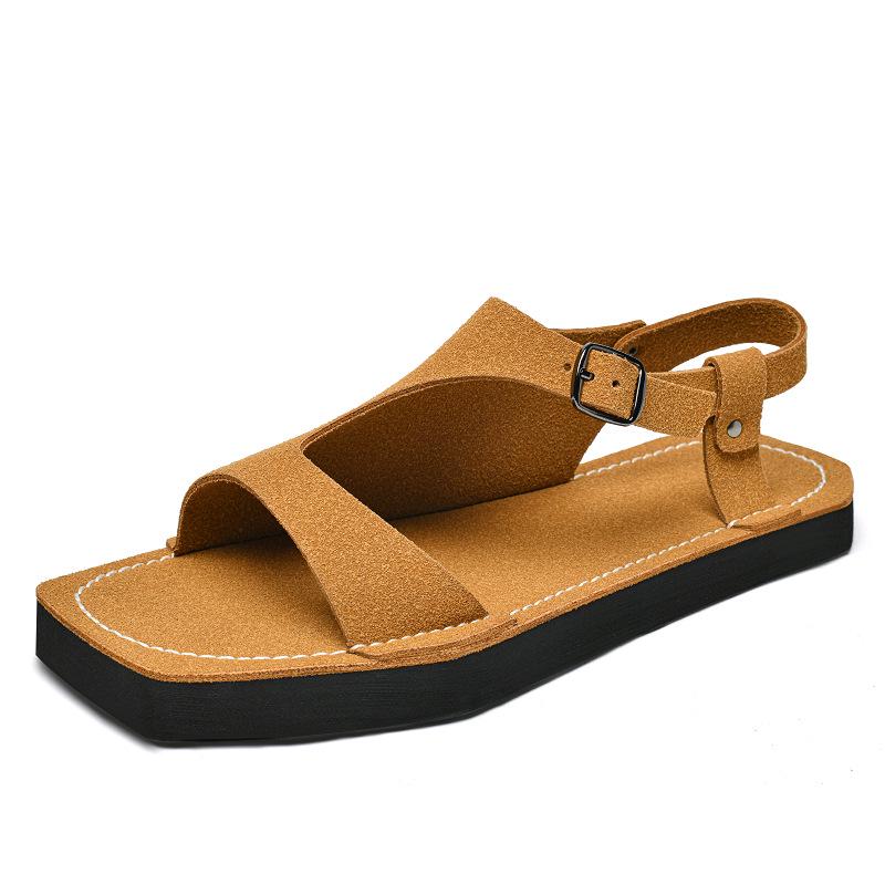 Men's 2025 Cross-Strap Thong Sandals - Large Size, Flat Bottom Flip-Flops