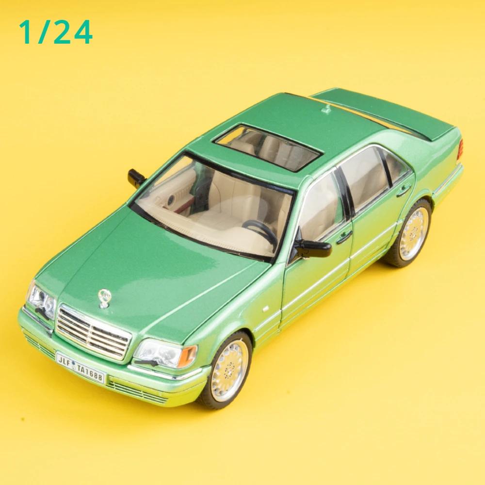 

1:24 Mercedes-Benz W140 320SEL Высокодетализированная литая металлическая модель автомобиля со звуком и светом, модель из сплава, детские игрушки, коллекция, подарки зелёный