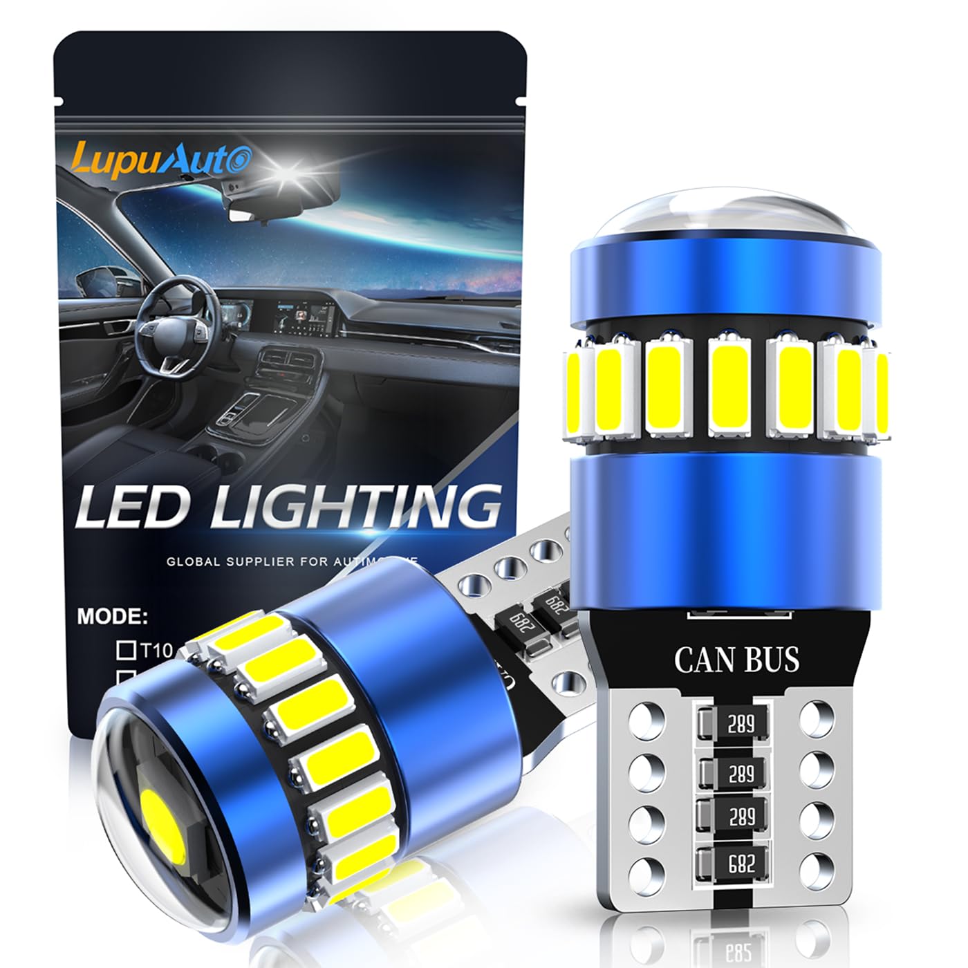 

T10/194/198 LED High Brightness Dome Light, Explosive Light, Built-in Canceller, Position Lamp, License Plate 2 items синий