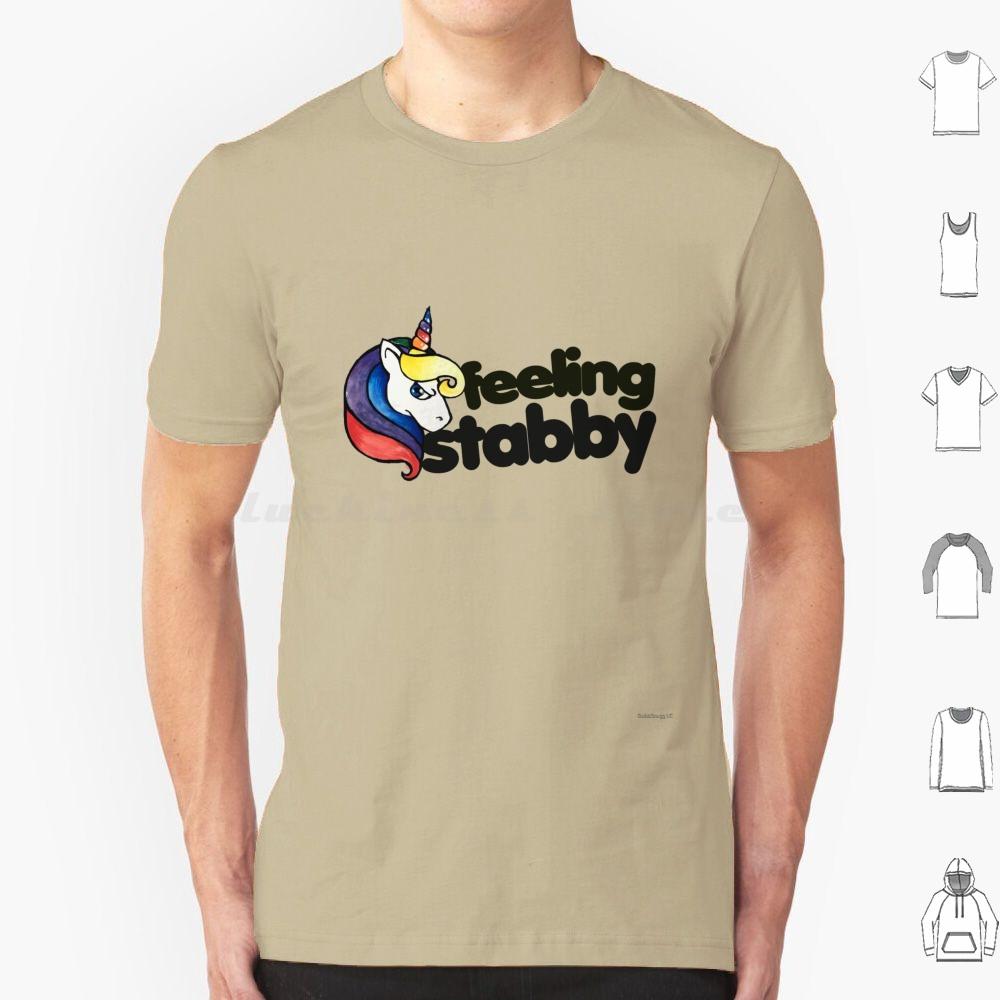 Feeling Stabby T Shirt Cotton Men Women DIY Print Feeling Stabby Stabby Unicorn Unicorns Retro Rainbow Attitude Sass Sassy