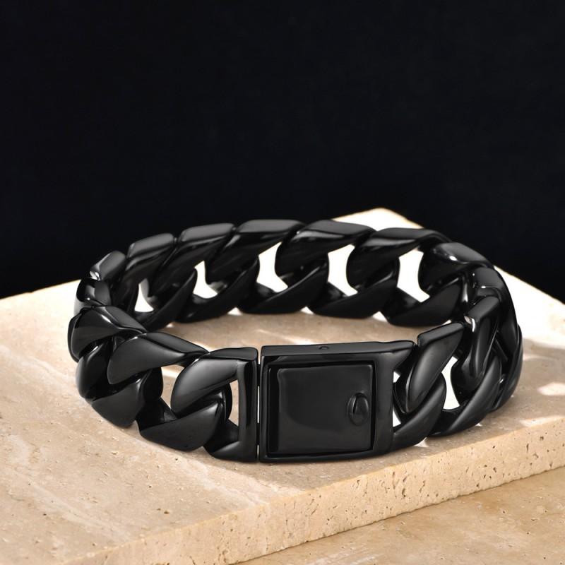 Stainless Steel Cuban Link Bracelet 20mm Vacuum Plated Hip Hop Mens Jewelry Geometric Chain Daily Wear