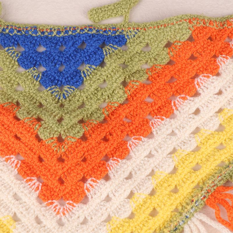 В'язана гачком трикутна хустка з вирізами, богемний тюрбан, шарф для волосся, багатофункціональне використання, етнічний стиль, поясна прикраса