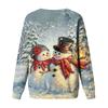 Women's Casual Neck Long Sleeve Raglan Christmas Print Pullover Sweatshirt
