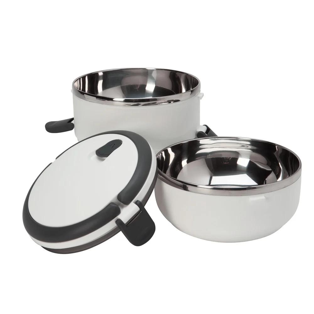 2 Compartment Stainless Steel Lunch Box Vacuum Seal Food Storage Container Dishwasher Safe Portable Lunch Carrier Unisex Ideal